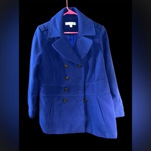 Liz Claiborne New York Cobalt Blue Double Breasted Pea Coat - Size Large